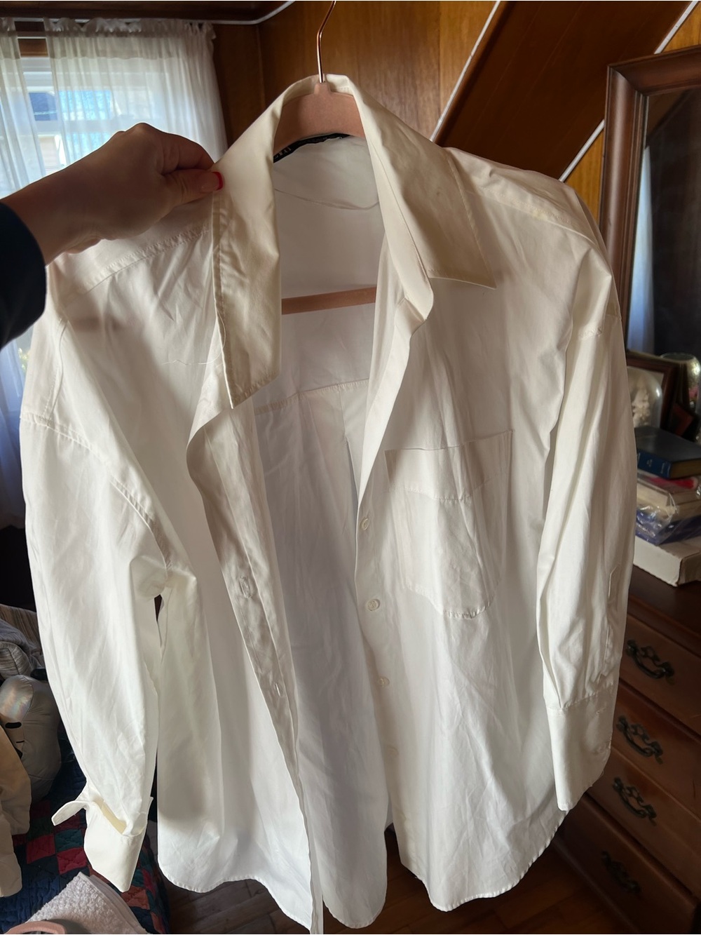 zara White Womans Button-Up Shirt - Clean Collar